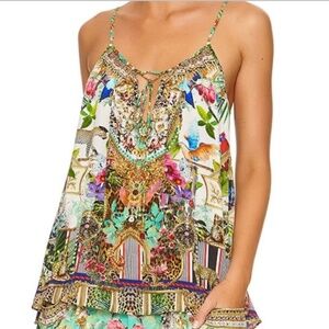 Camilla Champagne Coast - Colorful Mosaic Beaded Animal Print Sleeveless Blouse